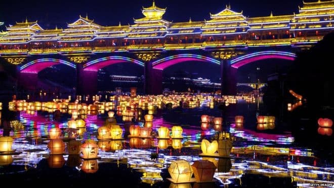 "In China, water lanterns which are lit up by worshippers and released in rivers, are believed to help hungry ghosts find their way home." BBC News 2014