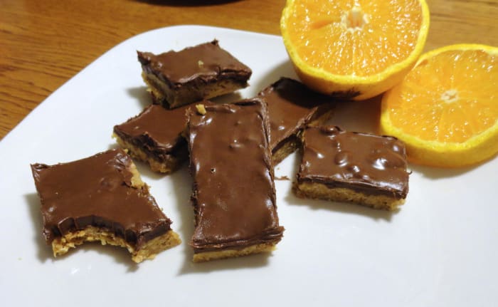 These are my no-bake peanut butter chocolate oat bars. They're delicious, vegan, and don't require any cooking.