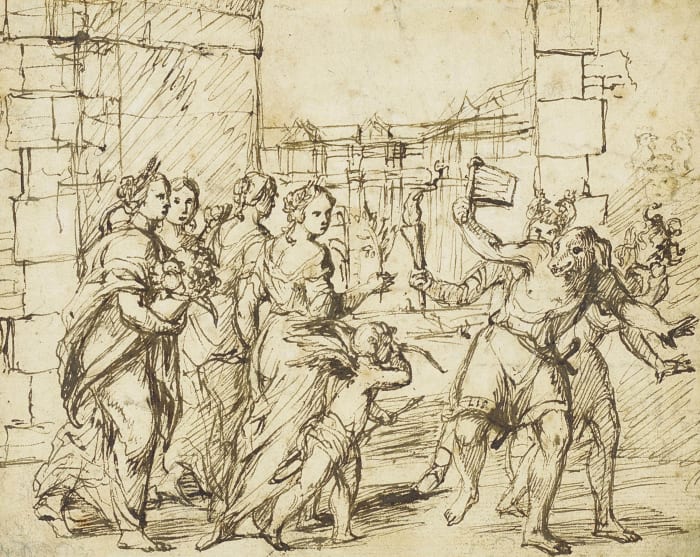 Lupercalia was celebrated in ancient Rome with feasting, street parties, and debauchery.