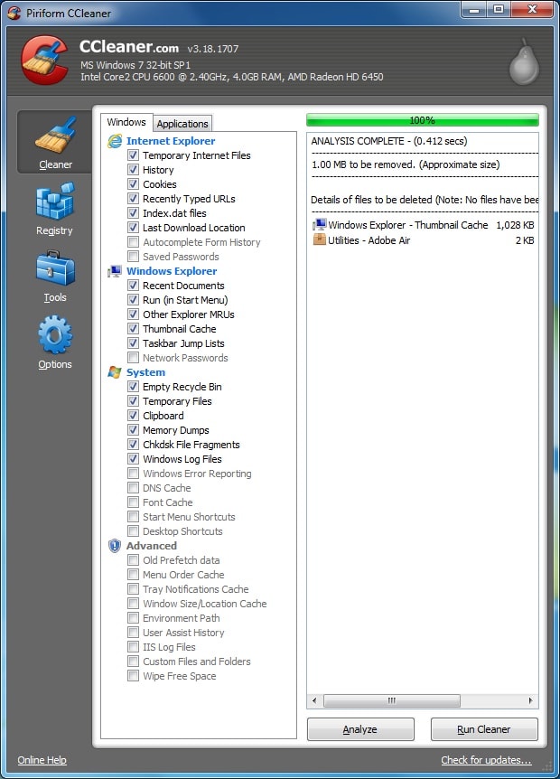 free desktop cleaner windows 7