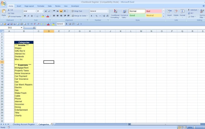 How to Create a Checkbook Register in Excel - TurboFuture - Technology