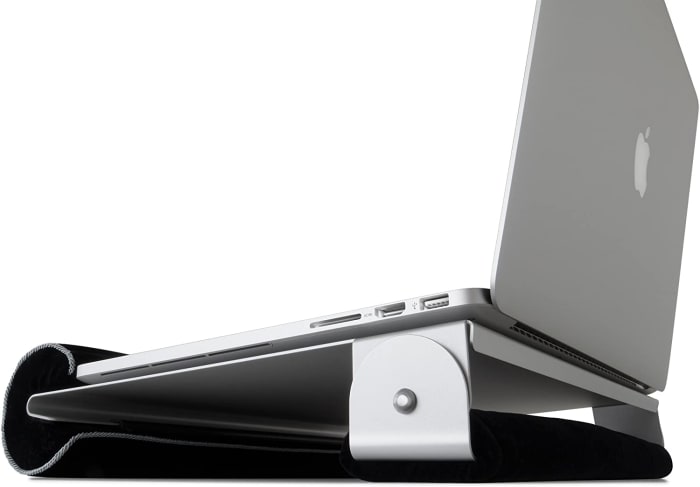 The iLap by Rain Design is my favorite stand. It's well designed and well constructed. I love the look and feel of it too. What's more it actually works too, protecting your legs from heat and cooling the laptop using an aluminum sink.