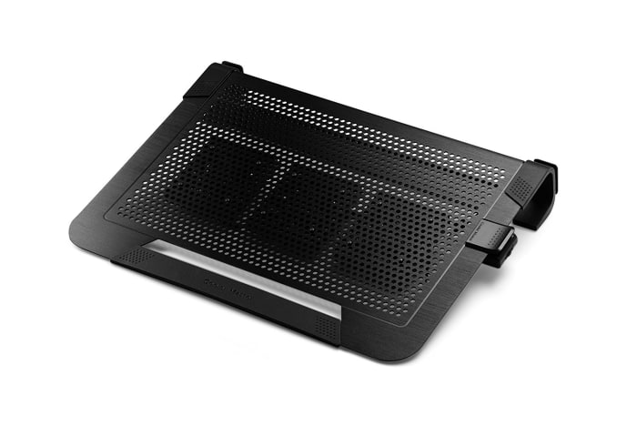The Cooler Master NotePal U3 PLUS provides a chill pad for your notebook, minimizing the chances of damage to the machine due to overheating. With a meshed design, it uses a 80 mm removable fan that can spin above 1500 RPM (950-1800 RPM) to dissipat