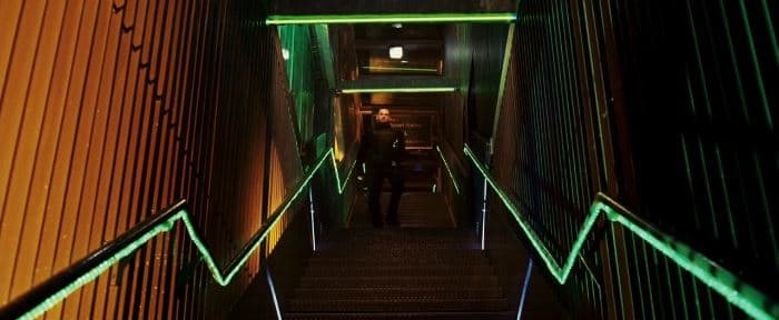 I really do appreciate the cinematography, which is probably one of the best things this movie has going for it. Look how much they are able to make a subway entrance, which is normally drab, visually pop.