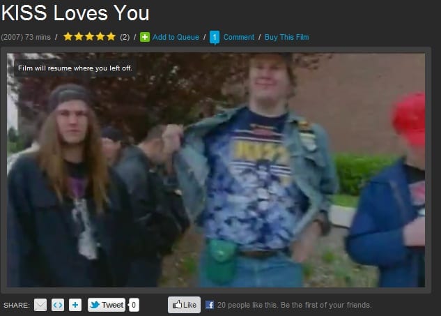 Screen shot of the author's brief appearance in "KISS Loves You" (that's me on the right, proudly showing off my KISS t-shirt)