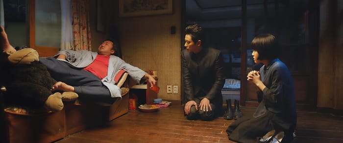 Ma Dong-seok, Ju Ji-hoon, and Kim Hyang-gi as Sung-ju, Hewonmak, and Lee Deok-choon in, "Along with the Gods: The Last 49 Days."