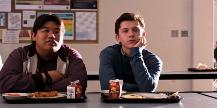Baby-faced Holland (right) is perfect as Parker, verbally sparring with his equally geeky mate Batalon (left).