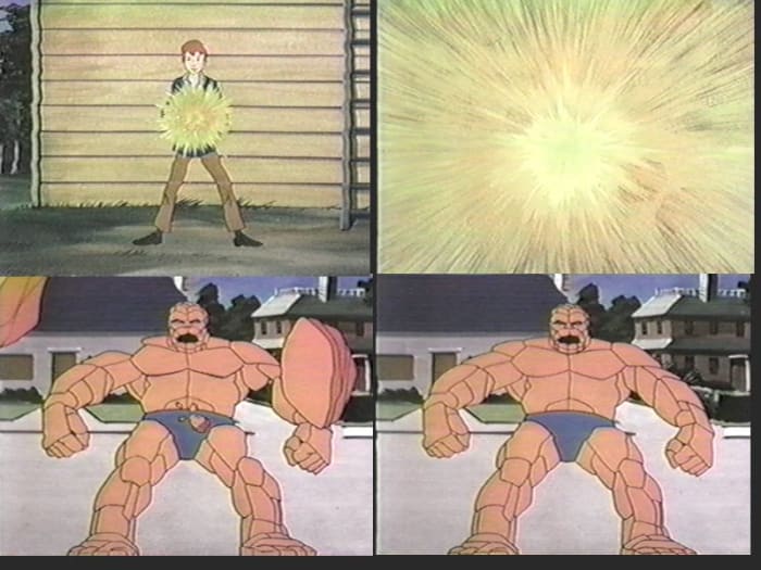 In 1979, Hanna-Barbera would make a series of cartoons about a boy who could transform into the Thing via a magic ring.