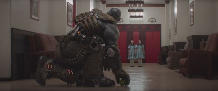The film does a fantastic job of combining CG and live-action footage from various sources from video game characters to Kubrick's 'The Shining'.