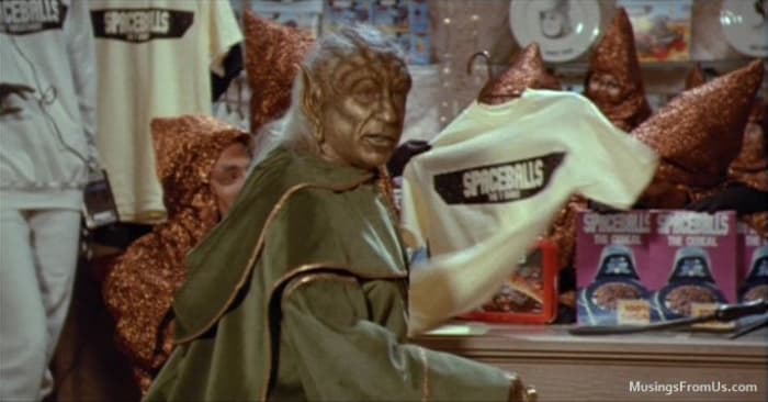 The film also pokes fun at the relentless merchandise produced by George Lucas, bravely tackling the sci-fi industry as a whole.