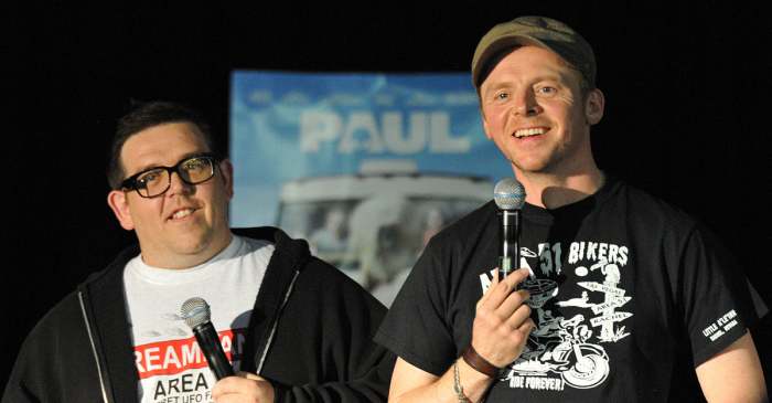 Frost (left) and Pegg (right), seen here publicising the film, remain a great comic duo and their chemistry holds the film together.