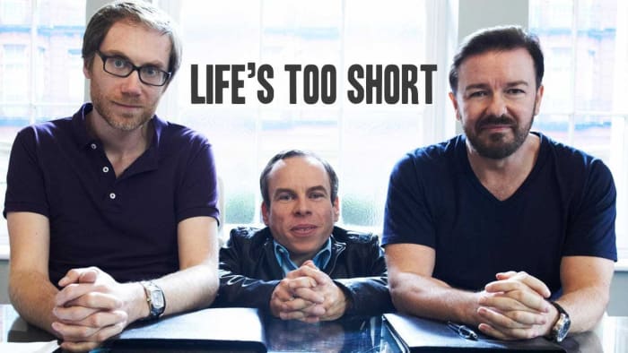 Ricky Gervais and Stephen Merchant created wrote, and co-produced this sitcom starring Warwick Davis.