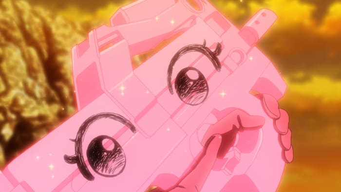 Whenever LLENN feels she is in trouble, her loyal P-90 machine gun, P-chan, will always stand by her side.