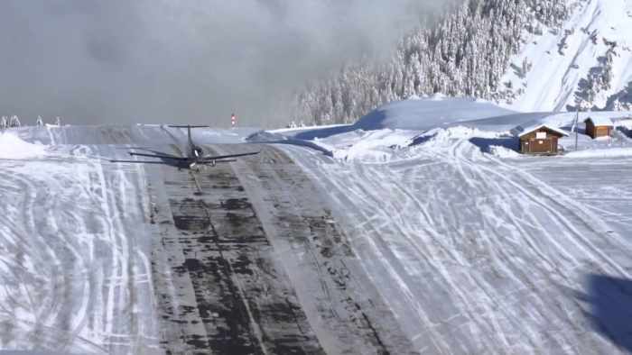 Courchevel Airport in the French Alps - he airplane scene featured before the credits in the film "GoldenEye" was filmed at Courchevel