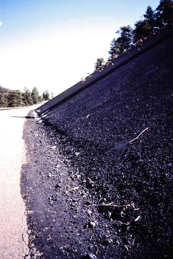 Look at the ash and volcanic debris right by the side of the road at this national monument.