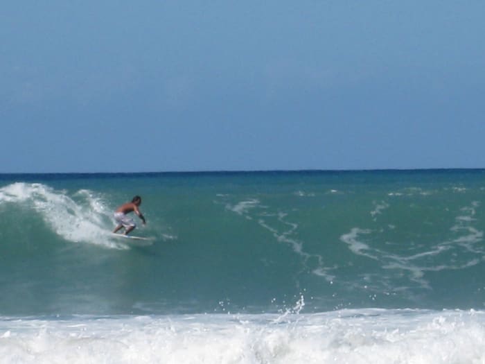 Mauna Kea has great waves and sometimes they get so big that we can surf there. However, most of the time, it is pretty mellow.