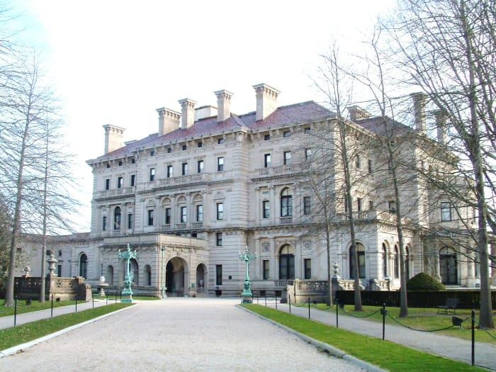 The Breakers' main or west entrance as seen after approaching through the wrought iron gateway shown in next photo.