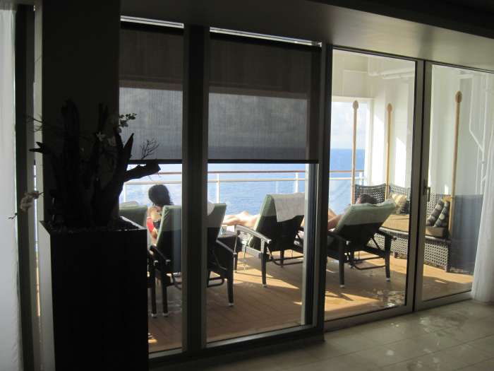 The back deck relaxation area of the spa which looked out off the back of the ship.
