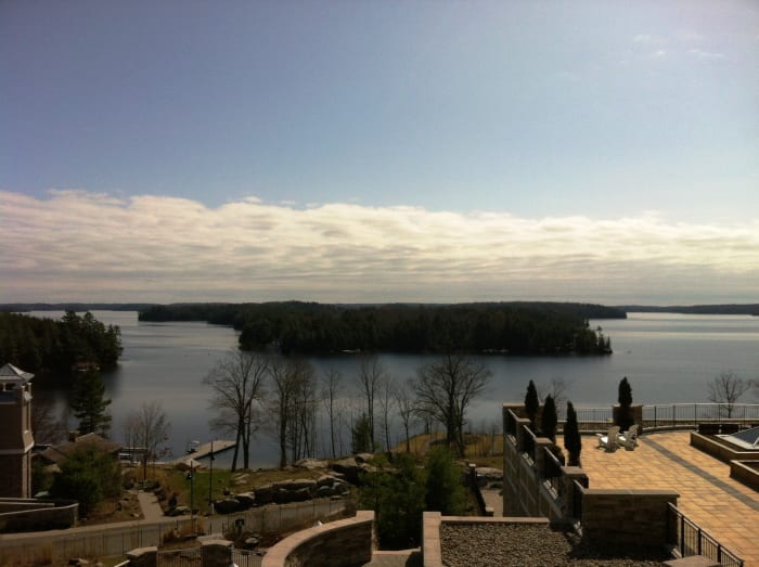 A view of Lake Rosseau from the balcony of a suite at the Rosseau Marriott in Muskoka, Ontario.