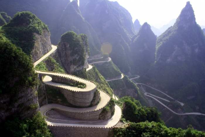 The Tianzi mountain road is one of the most dangerous in the world.