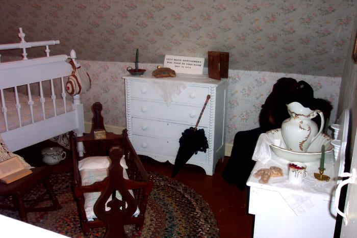 At the top of a staircase is the room where the author of Anne of Green Gables was born. This room oozes charm and makes visitors long to go back and live in a simpler time.