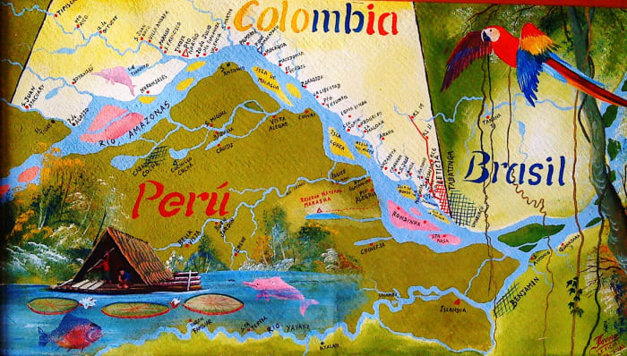 Colombia, Brazil and Peru all enjoy sharing the river Amazon, along with Bolivia, Venezuela and Ecuador.