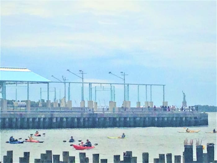 Kayaking with NYC and the Statue of Liberty in the background is probably the most fun thing to do under the Brooklyn Bridge