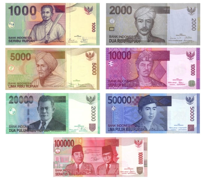 Here's a look at Indonesian Rupiah. Once you get some cash, spend some time learning which note is which and how much it's worth in your home currency.