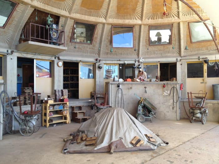 Workers still produce the famous bells in this workshop using the same process originally developed by Paolo Scoleri.
