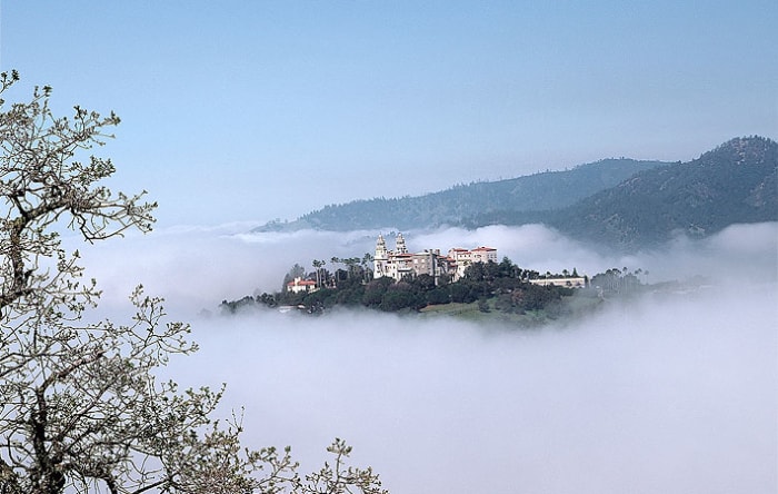 In the hills overlooking San Simeon towers the Hearst Castle -- the former home of newspaper magnate William Randolph Hearst.