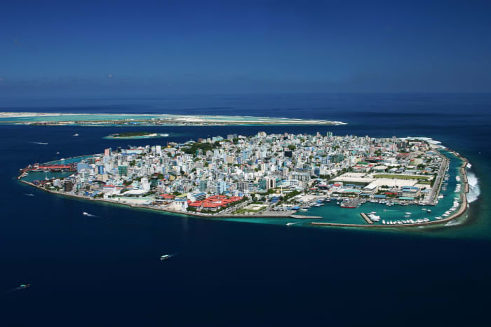 Vue aérienne de Malé aux Maldives