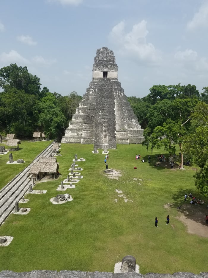 One of the most famous temples in Tikal taken while I was standing on another temple on the opposite side.