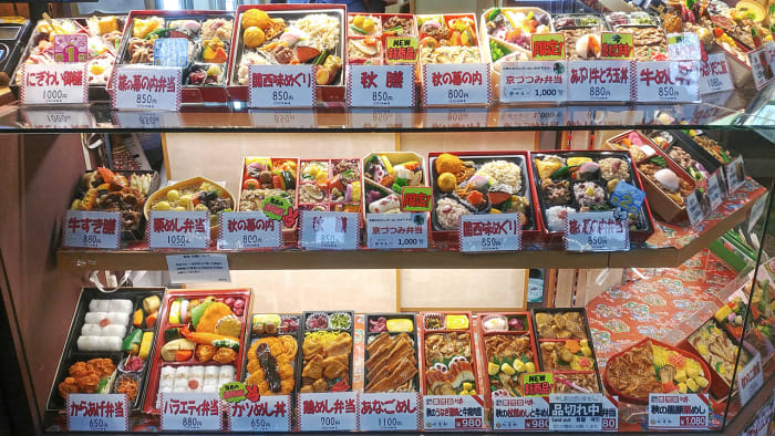 Ekiben on sale at Kyoto Station. Deciding which to go for is always a difficult Japanese experience for me!