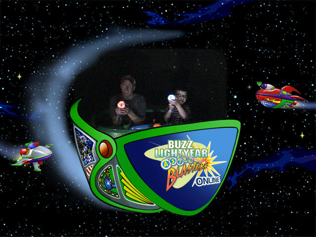 Disneyland's Buzz Lightyear ride allows riders to detach the laser guns, which makes firing at targets easier and obtaining a higher score possible.