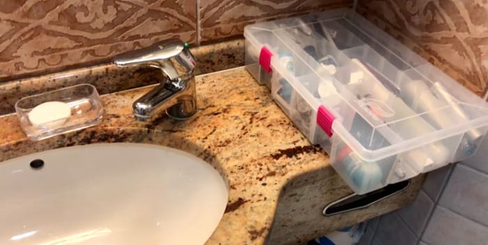 Plastic organizers make packing for your cruise and staying organized while on board a breeze.