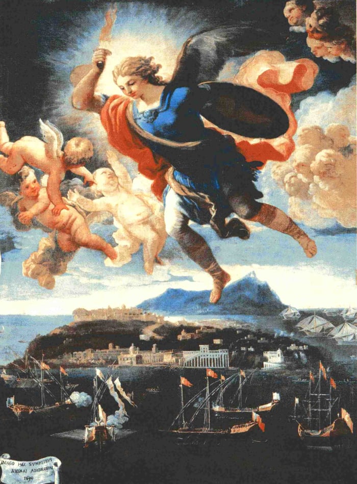 Painting of Archangel Michael - Title of painting (1690): apparizione di san Michele
