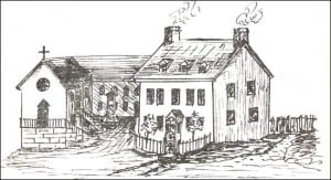 Sketch of the old Catholic chapel on Henry Street where Catherine's newborn son Richard was christened, on March 22, 1834, while his mother sat in prison, awaiting execution.