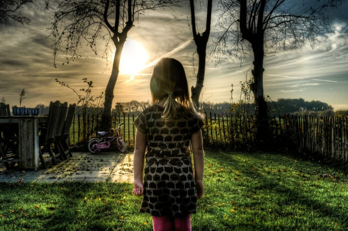 Dreams of a backyard could represent our childhood memories. When we find a childhood bicycle, we may wonder, "What direction this memory is taking us?"