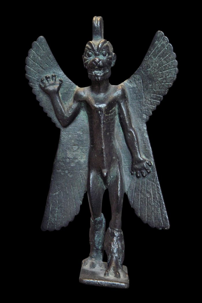 It has been suggested that Mothman is a modern reincarnation of the ancient Sumerian/Assyrian demon, Pazuzu.