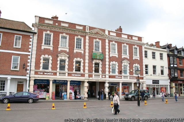 Early 18th century hotel with a piazza of Tuscan columns facing Newark Market Square. One of the grand coaching inns on the Great North Road with notable visitors such at Lord Byron and William Gladstone, it nowadays houses a variety of shops.