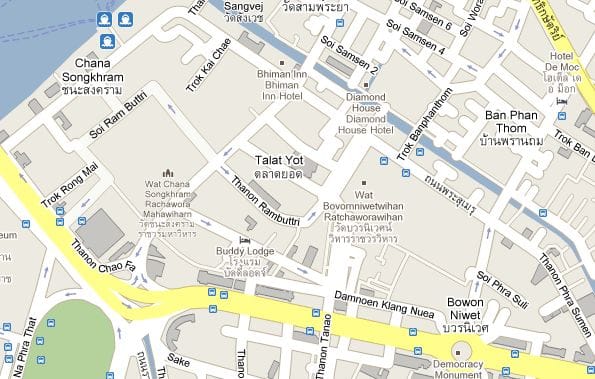 Banglamphu District in Bangkok - You can easily get here by taxi from central Bangkok or for a more scenic view by Express River Boat
