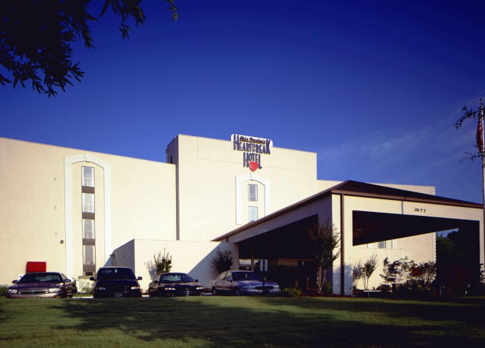The exterior of The Heartbreak Hotel on the grounds of Graceland is just as boring as the what you will get inside.