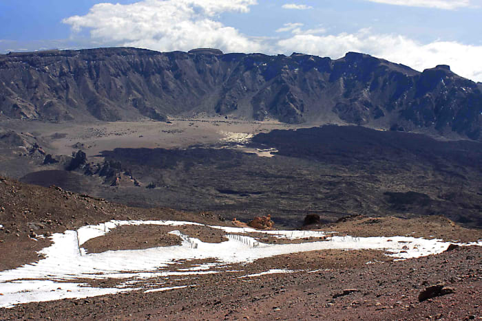 The view to the southeast from the upper station. The escarpment marks the perimeter of the Las Canadas Caldera