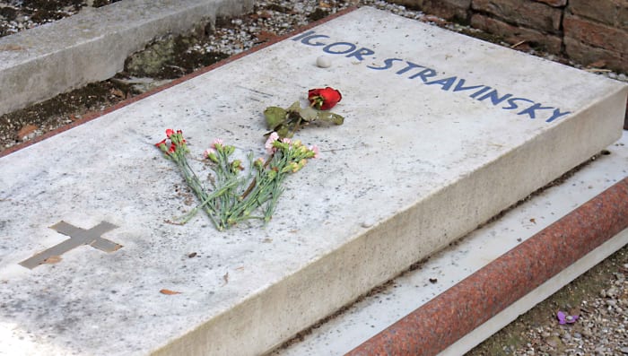 Igor Stravinsky actually died in New York, but the composer requested to be buried here
