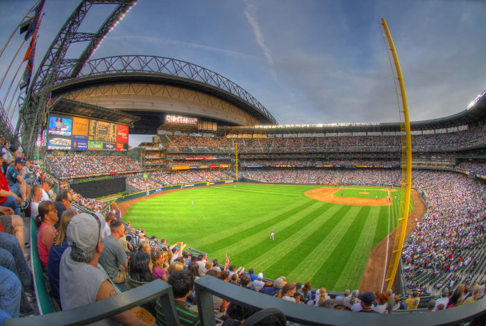 You don't need to be worried about the rain, because the Mariner's have a retractable roof at Safeco field.