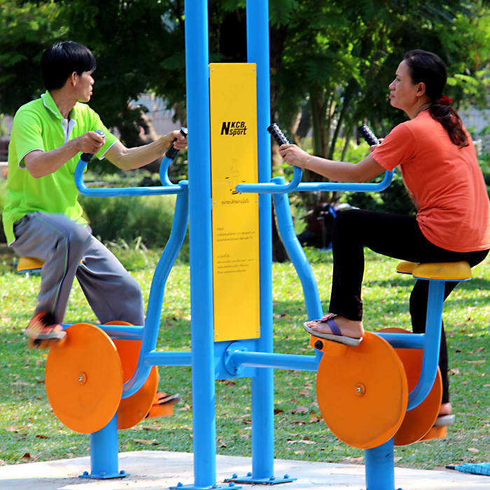 Exercising in Lumpini Park. The number of Bangkokians who choose to exercise or jog in 30C temperatures is impressive!