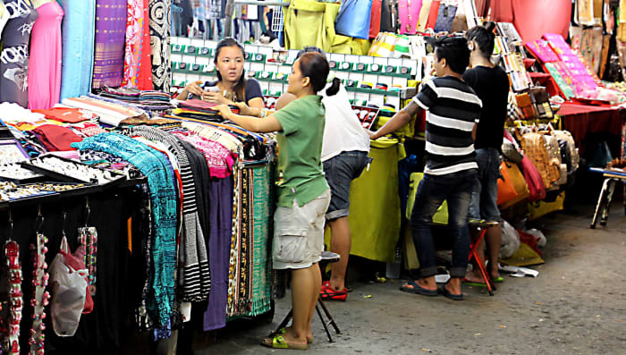 The famous Patpong Night Market - stalls do sell good quality items as well as tourist tat, and the abundance and variety of popular items such as clothing is immense