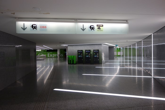 The train station at Vienna Airport. Follow the signs for the OBB, not the CAT