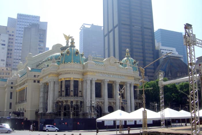 The elegant Theatro Municipal (Municipal Theatre), undergoing renovation a few years ago, in Centro (downtown Rio).