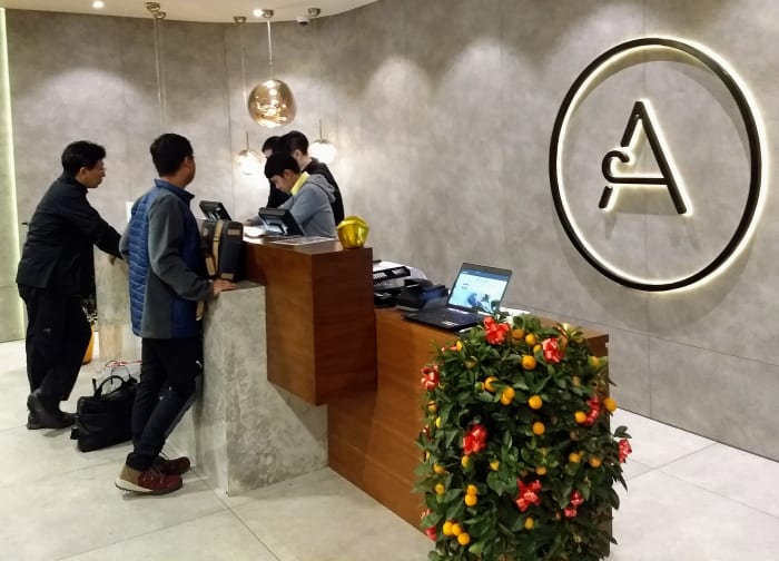 Check-in counter of the Aerotel Transit Hotel at Singapore Changi Airport,